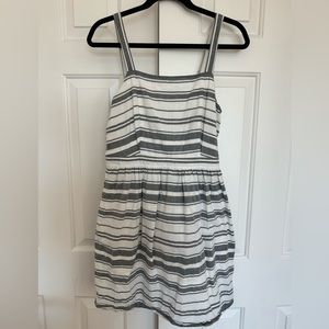 LOFT gray and white striped dress with pockets (size small)